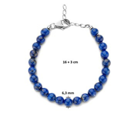 Lapis Lazuli Dames Armband 6,3 mm x 16-19 cm