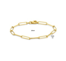 Gouden Paperclip Armband met Platte Buis Schakels