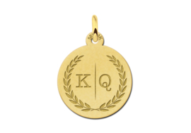 Gouden Ronde Initialen Hanger met Lauwerkrans | Names4ever