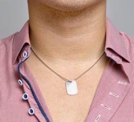 Basic Dog Tag Collier met Dog Tag Hanger - Graveer Hanger | Tekst