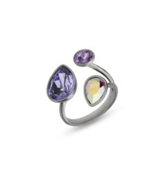 Glaskristal Ring van Spark Jewelry met Paarse Glaskristallen