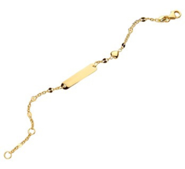 Gouden Graveer Kinderarmband Hartje 2,5 mm 9 - 13 cm