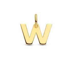 Letter W Hanger in massief 14 Karaat Goud