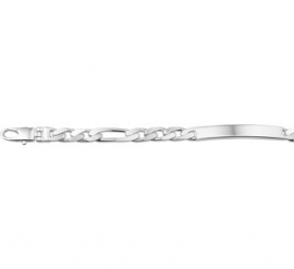Figaro Plaat 7,6mm Graveer Armband van Zilver Lengte 20cm