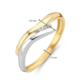 Excellent Jewelry Bicolor Dames Ring met Drie Zirkonia’s