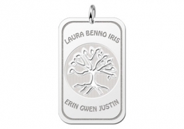 Names4ever Tree of Life Dog Tag Hanger van Zilver + Graveer Tekst