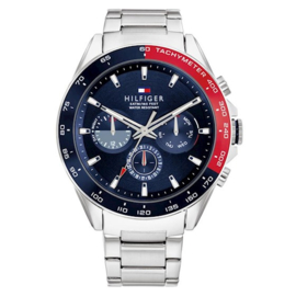 Tommy Hilfiger Owen Zilverkleurig Heren Horloge met Blauwe Wijzerplaat