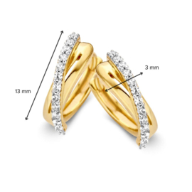 xcellent Jewelry Geelgouden Creolen met Diagonale Zirkonia Rij