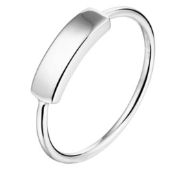 Zilveren Ring met Balkje Kopstuk voor Dames | Ringmaat 18,5mm