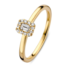 Excellent Jewelry Gouden Ring met Emerald Diamant Middensteen