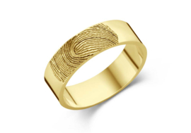 Names4ever Brede Ring met Vingerafdruk van 14K Geelgoud