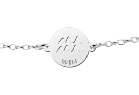 Zilveren Armband met Ronde Waterman Sterrenbeeld Naamhanger > Names4ever