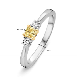 Excellent Jewelry Witgouden Ring met Diamant en Gele Diamant