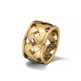 Goudkleurige Gevlochten Dames Ring van Tommy Hilfiger TJ2701024C | Ringmaat 17,2