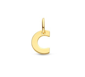 Letter C Hanger in massief 14 Karaat Goud