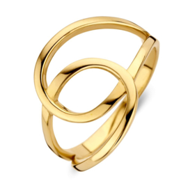 Excellent Jewelry Abstracte Geelgouden Ring met Twee Lussen