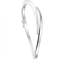 Gepolijst met Matte Zilveren Scharnier Bangle armband