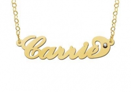 Names4ever Vergulde Carrie Naamketting met Zirkonia