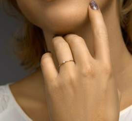 Gouden Dames Ring met Kleurloze 0,05crt Diamant