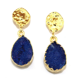 Oorhangers met Blauwe Geode Druzy Edelsteen van Sujasa