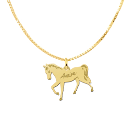 Kerst Sieraden | Gouden Paard Graveer Hanger