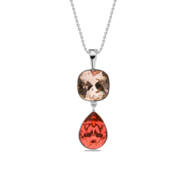 Spark Jewelry Ketting met Rosé en Rood Glaskristallen