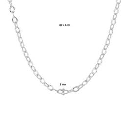 Schakelcollier van Zilver met Rhodium