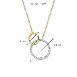 Excellent Jewelry Geelgouden Collier met Witgouden Diamant Cirkel