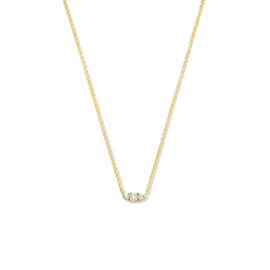 14K Geelgouden Collier met Zirkonia 1,0 mm