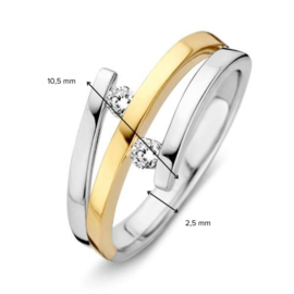 Excellent Jewelry Witgouden Dames Ring met Losse Uiteinden en Diamanten