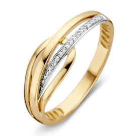 Excellent Jewelry Geelgouden Ring Lus en Diamanten Strook