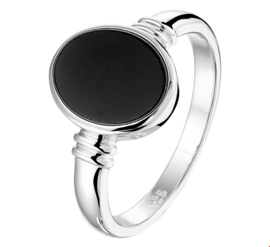 Dames Zegelring van Zilver met Zwarte Onyx Steen