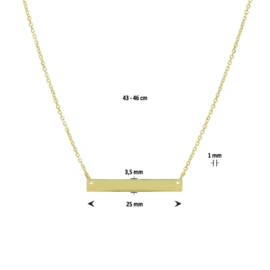 14K Geelgouden Ketting met Graveerplaatje 25 mm