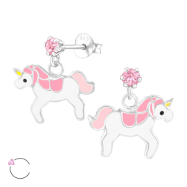 Zilveren Unicorn Oorbellen en Ketting Set voor Kids