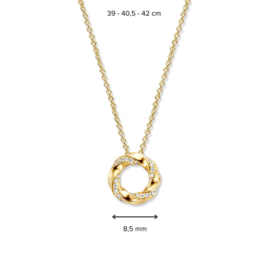Excellent Jewelry Gouden Collier met Twist Ronde Diamant Hanger