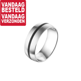 Heren Ring van Edelstaal met Carbon / Maat 19