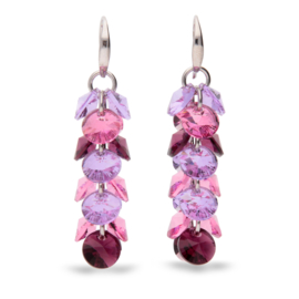Frou Frou Roze met Paarse Glaskristallen Oorbellen van Spark Jewelry