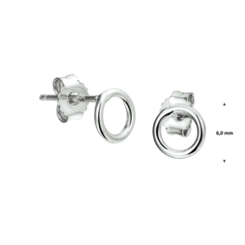 Mini Opengewerkte Cirkel Oorknoppen van Gerhodineerd Zilver