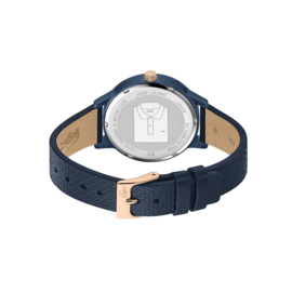 Lacoste Donkerblauw 12.12 Dames Horloge met Zwart Leder