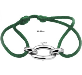 Armband Satijn Groen met Zilveren Schakels