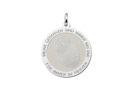 Kerst Sieraden | Ronde Hanger met Vingerafdruk en Graveer tekst van Zilver