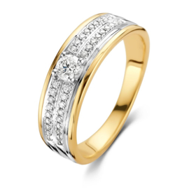 Excellent Jewelry Brede Wit- met Geelgouden Ring met Diamanten