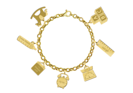 Gouden Bedelarmband met Zeven Geboorte Bedels | Names4ever