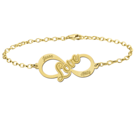 Love Armband van Goud met Infinity Naamhanger > Names4ever