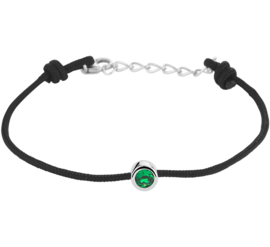 Zwarte Armband met Synthetische Smaragd