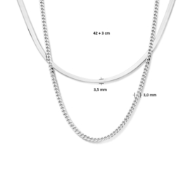 Zilveren Gerhodineerde Multi-collier 3,5 mm 42 + 3 cm