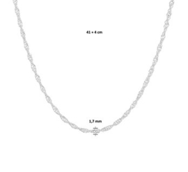 Zilveren Collier Singapore 1,7 mm 41 + 4 cm