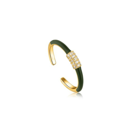 Ania Haie Bright Future Goudkleurige Ring met Groene Emaille