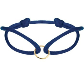 Donkerblauwe Armband van Satijn met Gouden Cirkel