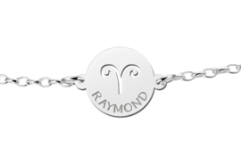 Zilveren Armband met Ronde Ram Sterrenbeeld Naamhanger > Names4ever